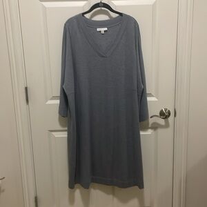 J.Jill Pure Jill Women’s Tranquility Fleece V-Neck Tunic/Dress, Heather Blue